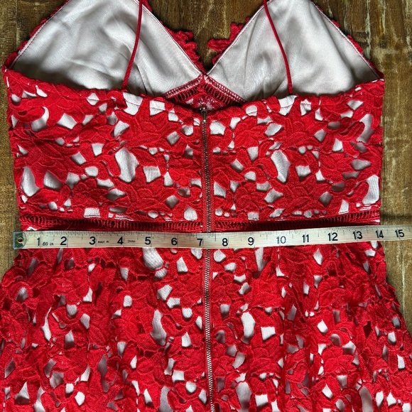 Azaelea Red Lace Midi Dress Size Medium - Picture 9 of 11
